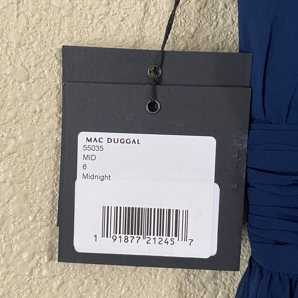 NWT Ieena for Mac Duggal Navy High Neck Chiffon Gown 55035 Size 6 - Picture 9 of 16